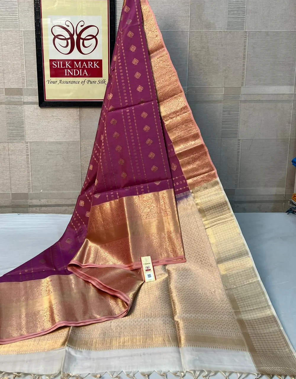 Wine Soft Silk Pure kanchipuram silk saree with zari border